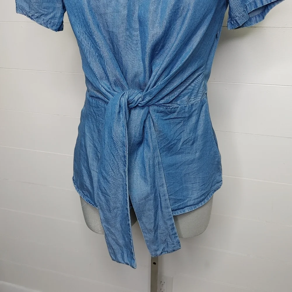 Michael Kors tie-front lightweight denim top XS - Picture 4 of 13
